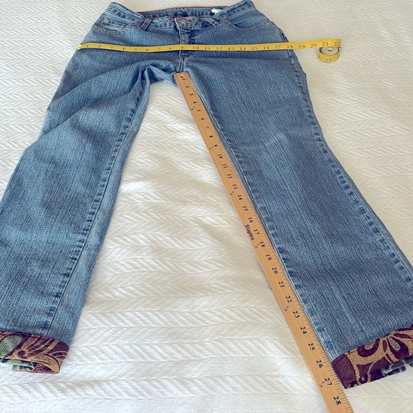 3 Sisters Blue 5 Pocket Jeans with Brocade Hem & Leopard Vent 2 - Picture 9 of 11